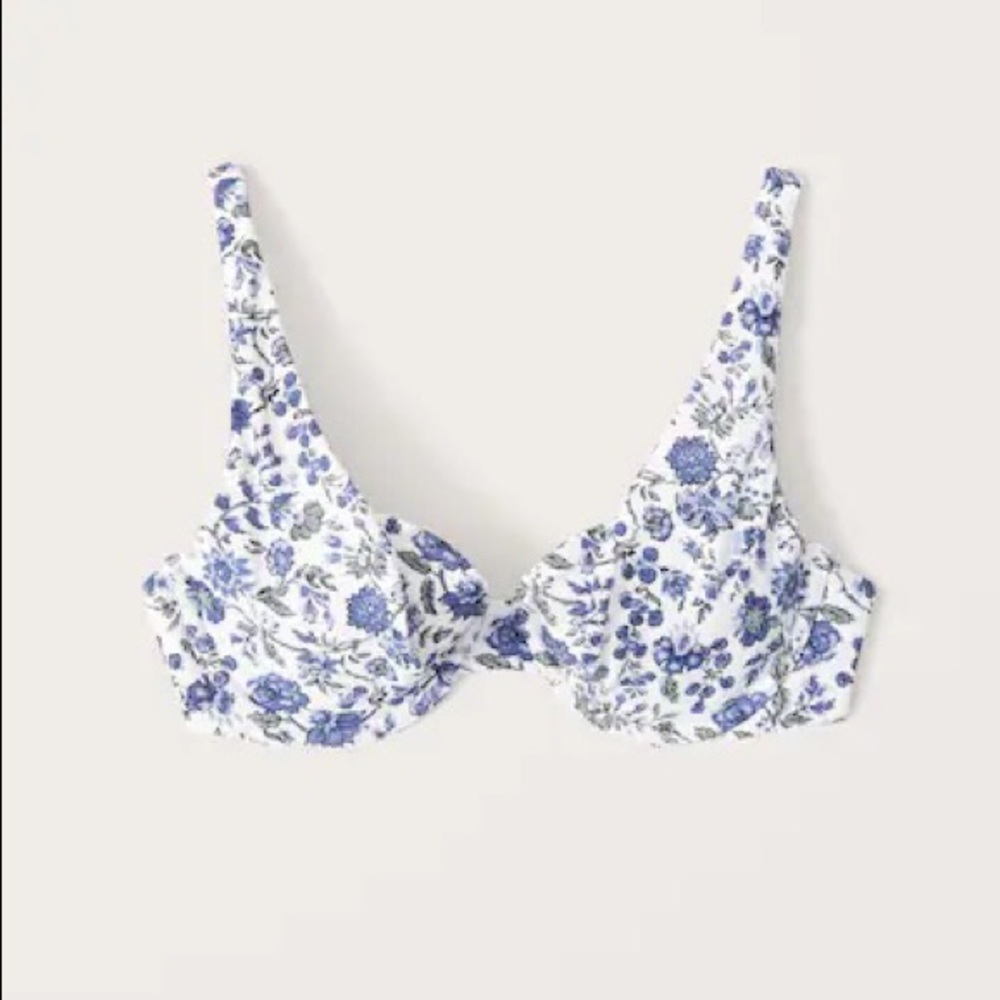Abercrombie Blue & White Floral Underwire Bikini Top
